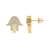 Hamsa 10K Yellow Gold & Diamond Stud Earrings